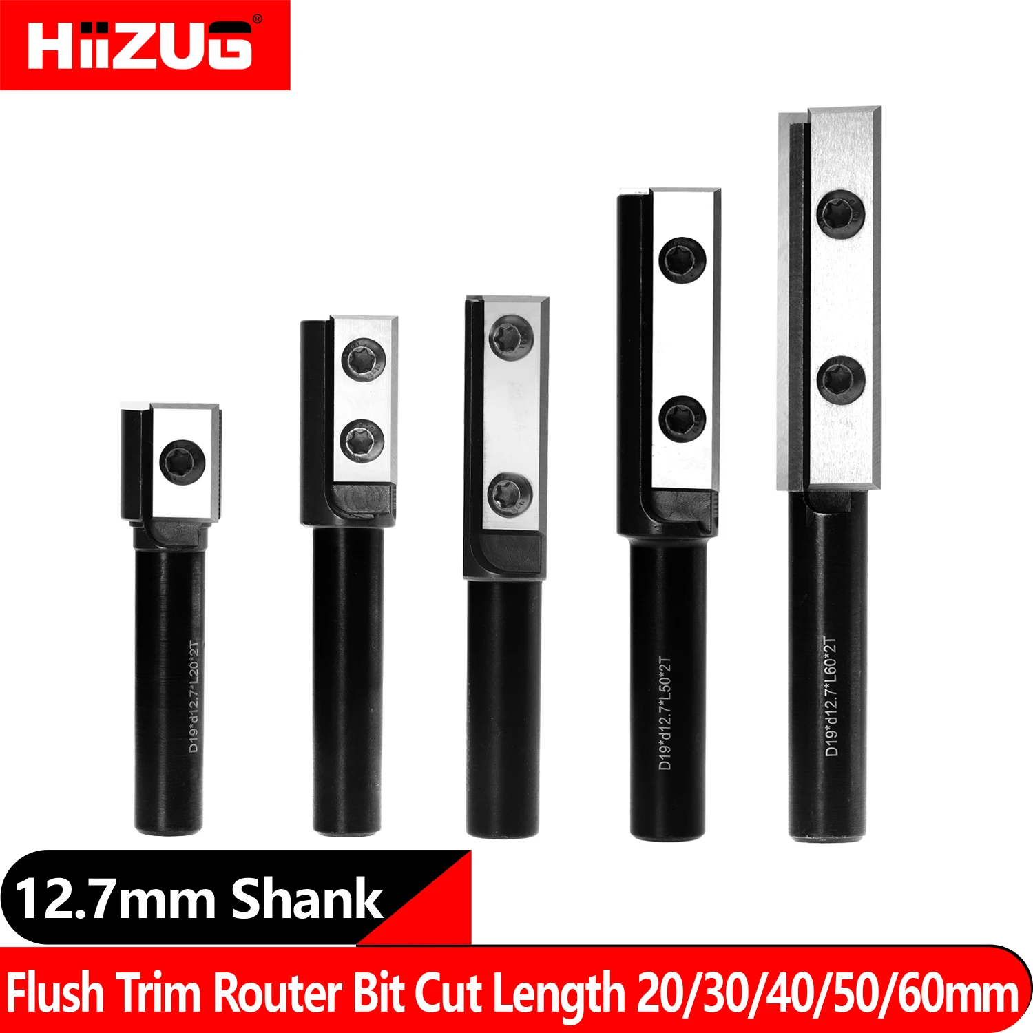 Haste Flush Guarnição Router Bit Bit Plaina Madeira Corte Bit Fresa Ferramentas Cnc Corte Dia 19 mm Inserções de Carboneto 127 mm