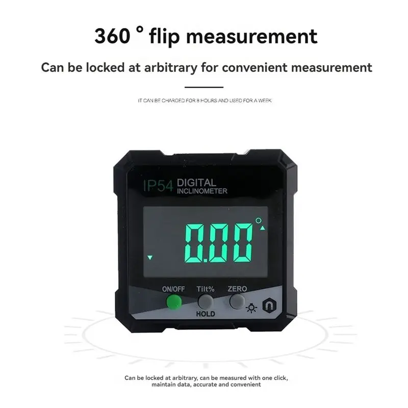 Y50A-Digital Angle Gauge Magnetic Base Level Box Angle Finder Protractor Angle Measuring Instrument For Woodworking DLW30-GRD