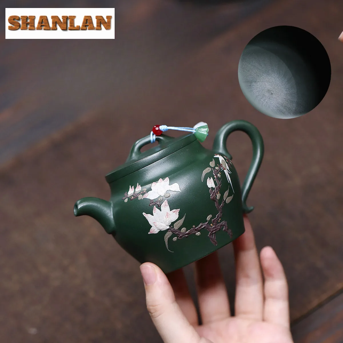 

190ml Authentic Yixing Purple Clay Teapots Handmade Flowers And Birds Pot Raw Ore Green Mud Tea Infuser Kettle Zisha Tea Set