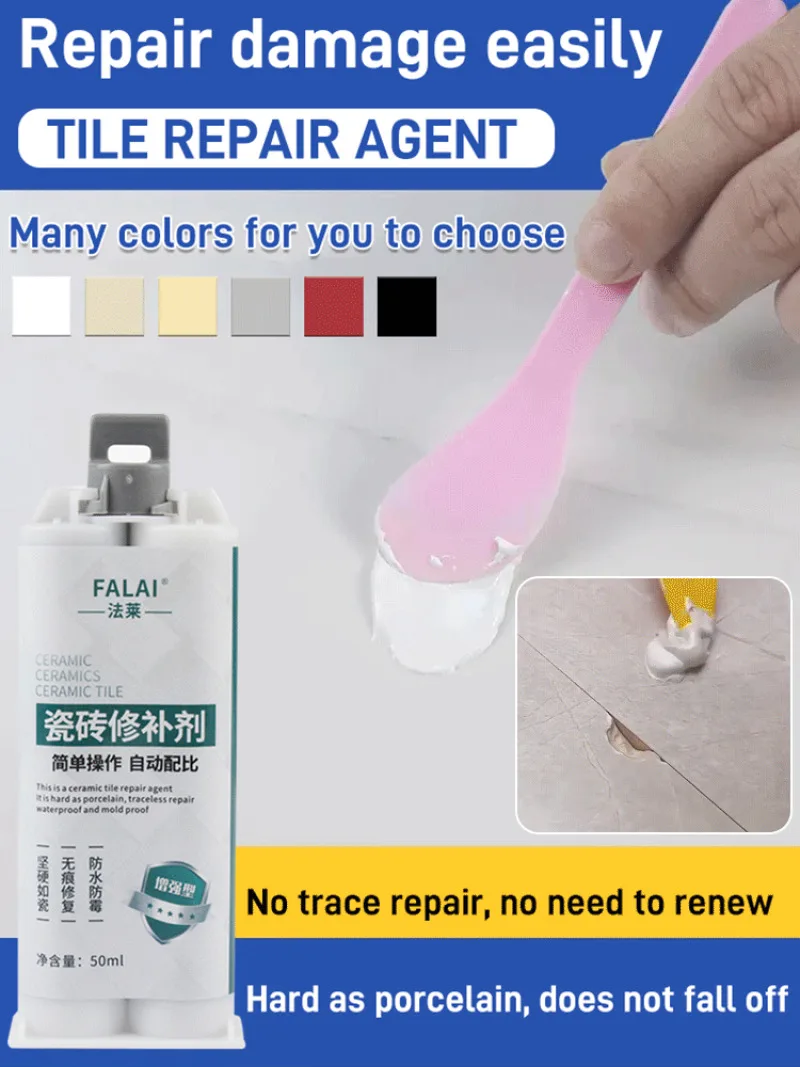 Household 50ML Tile Marble Pit Glaze Repair Agent Floor Ceramic Paste Epoxy AB Filling Glue Strong Adhesive for Holes and Cracks