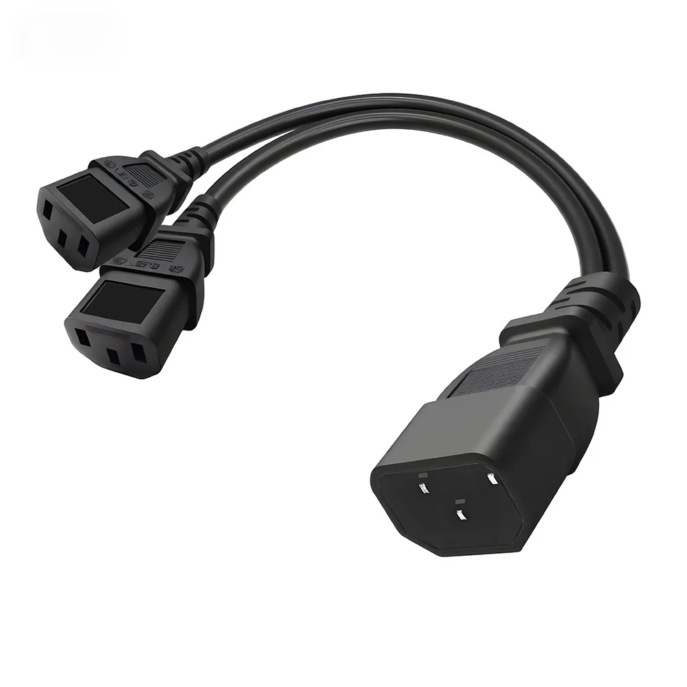 AC Power Splitter Cable IEC 320 Y Splitter Power Cord IEC 320 C14 to Dual C13 Splitter Cord IEC320 C14 Male to 2X C13 Female