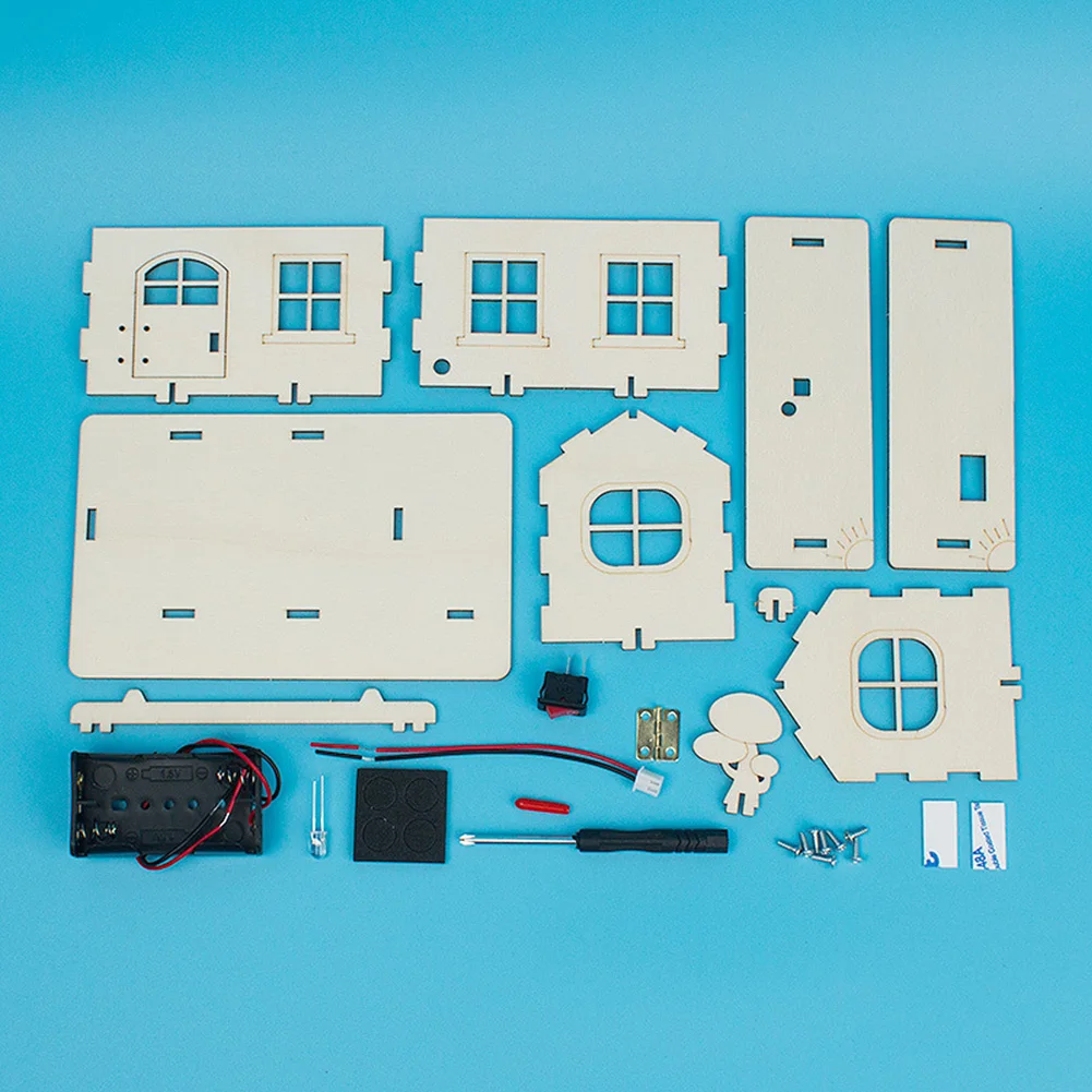 لغز خشبي المقصورة بانوراما العمارة منزل DIY بها بنفسك التجميع اليدوي لعبة اليدوية اختراع العلوم تجربة المواد لعب الاطفال