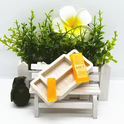 3D Bank Gold Bar Shape Silicone Mold DIY Gold ingot Fondant Mousse Jelly Chocolate Cake Baking Decor Gypsum Clay Art Resin Mould