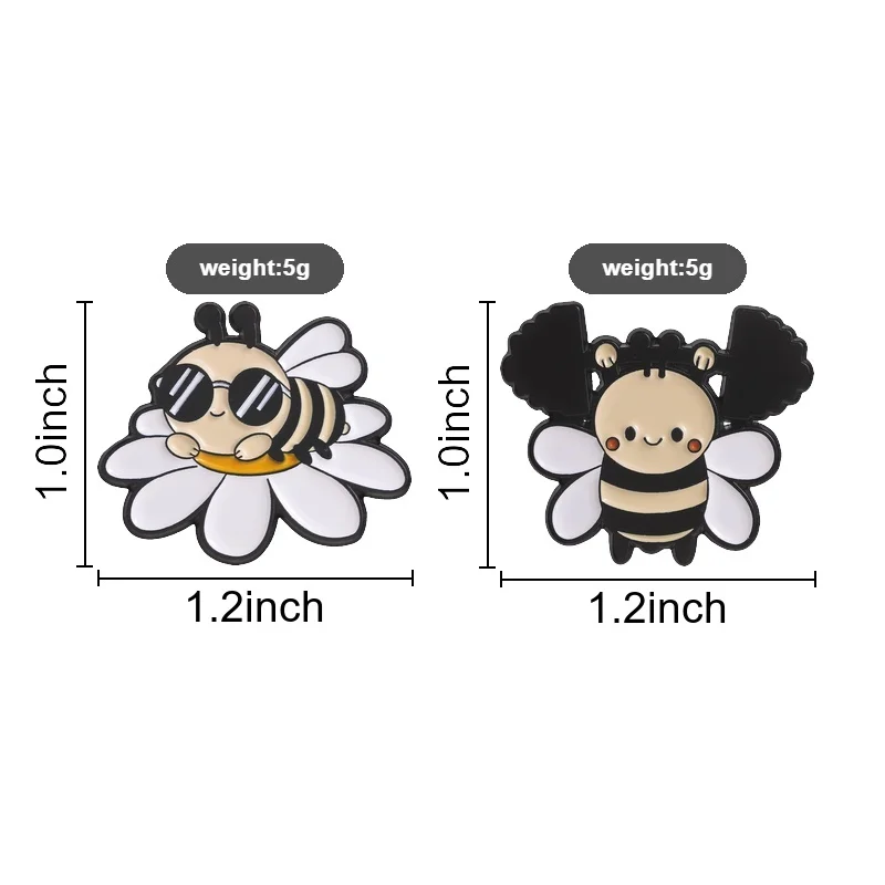 Soft Kawaii Little Bee Zinc Alloy Brooch Twin Matching Design Girly Aesthetic Decorative Pin For gift for Friends