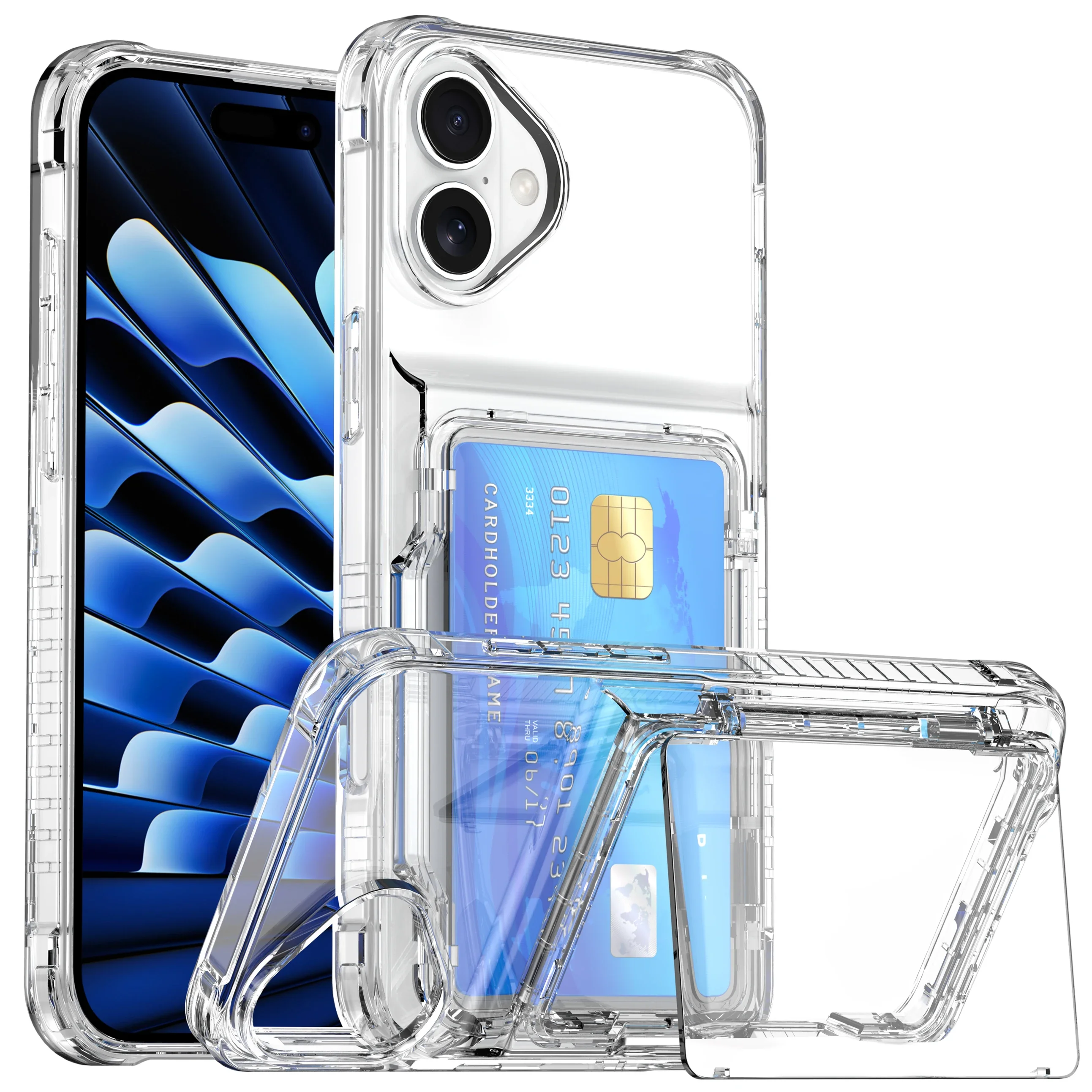 Funda Para Iphone 17 Pro Max Air Iphone17 16 15 Plus 13 12 14 Pro Iphone15 Iphone16 4 Tarjetero FuncióN Cartera Fundas Transparentes