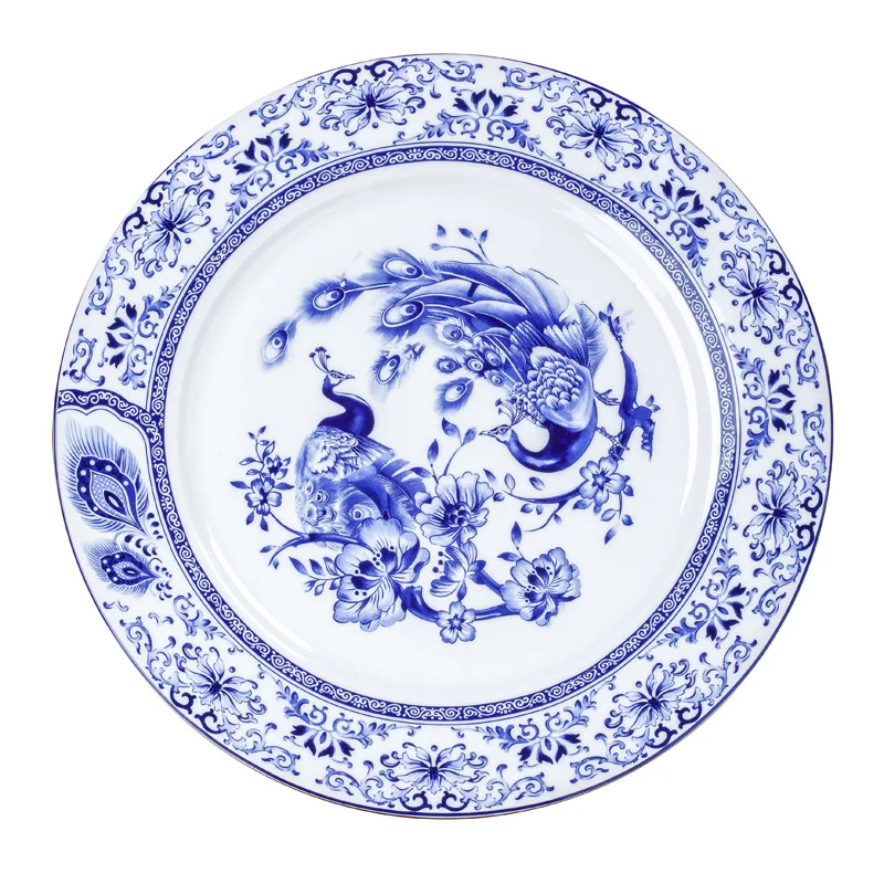 60 pieces of Chinese blue and white glazed bone china tableware set, Jingdezhen ceramic bowls, plates, and dishes set