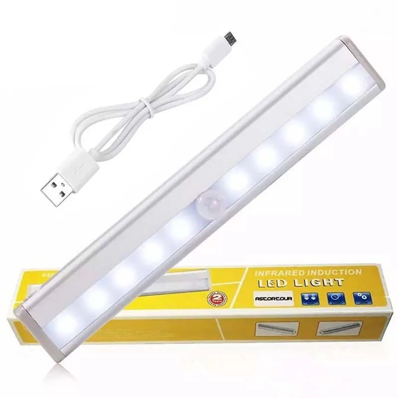 Luz con Sensor de movimiento inalámbrico, luz de detección infrarroja, Luz Súper brillante, versión de batería, sin batería, 10LED