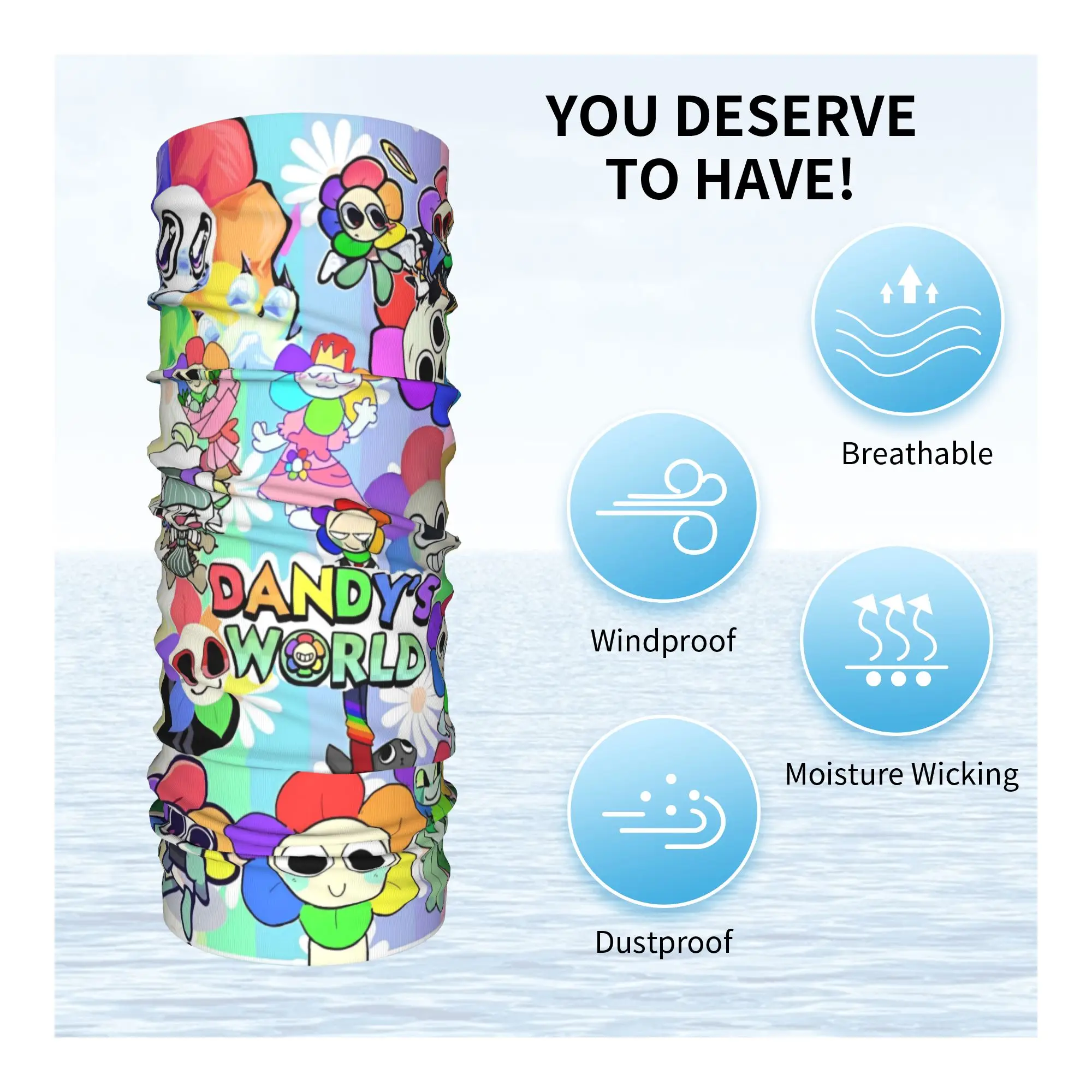 Dandy World Cartoon Bandana Cou Couverture Imprimé Jeux Vidéo Wrap Écharpe Multifonctionnelle Cyclisme Écharpe Course Unisexe Coupe-Vent