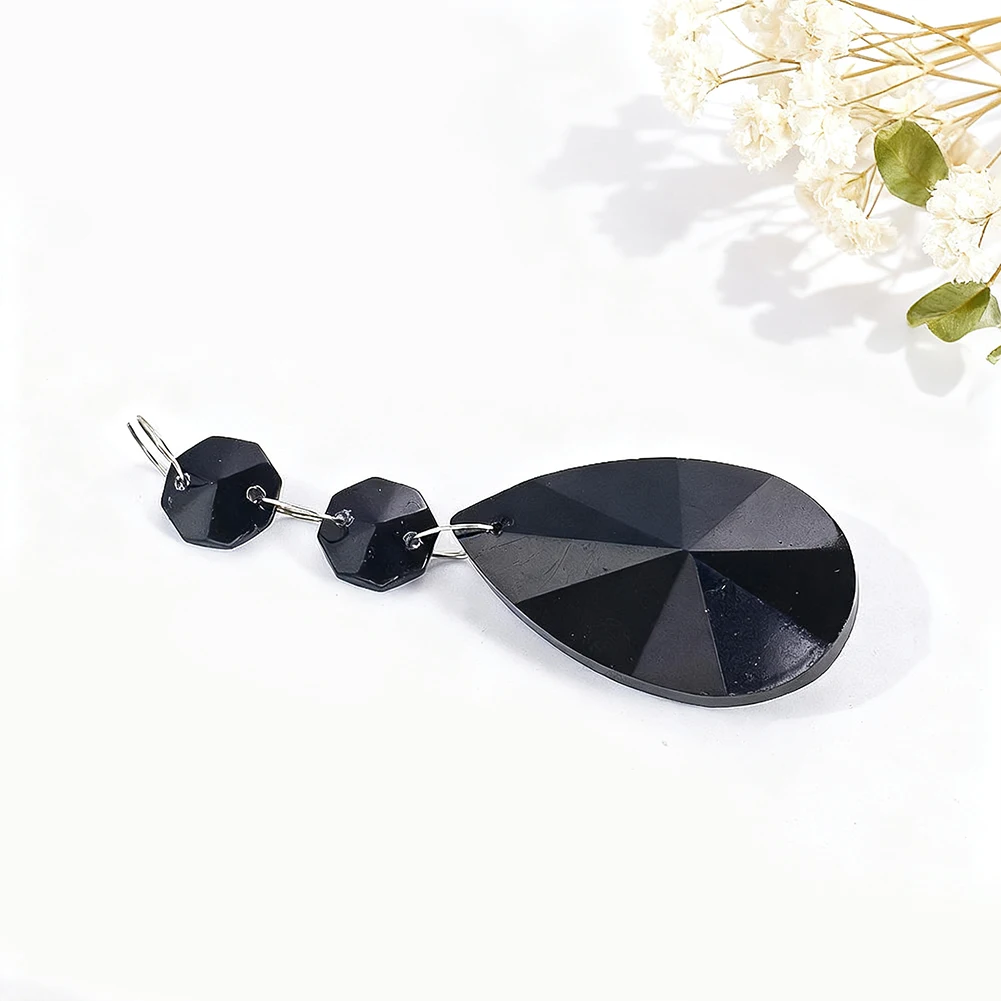 Black Teardrop Geometric Pendant Multi-faceted Cut Design Lighting Fixture Accessory Hotel Living Room Decorative Hanging Piece