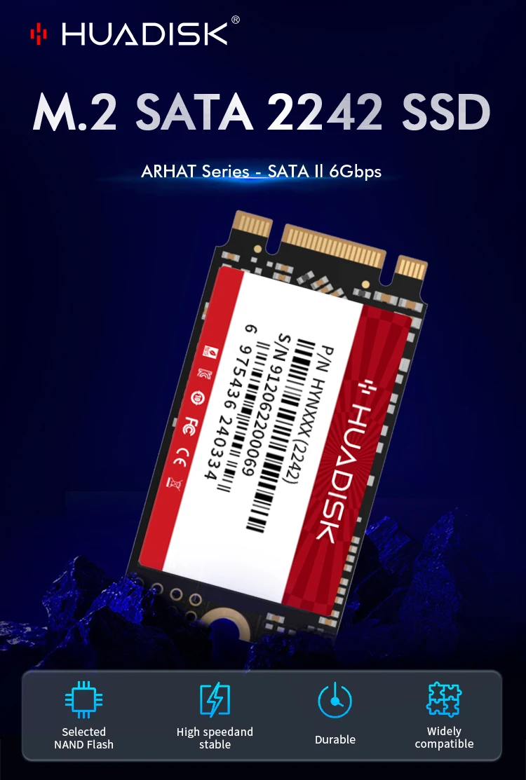 HUADISK M.2 SATA SSD 128 GB 256 GB interne Solid-State-Laufwerke M2 NGFF 2242 1 TB 2 TB Festplatte für Desktop-Thinkpad – Detail 6