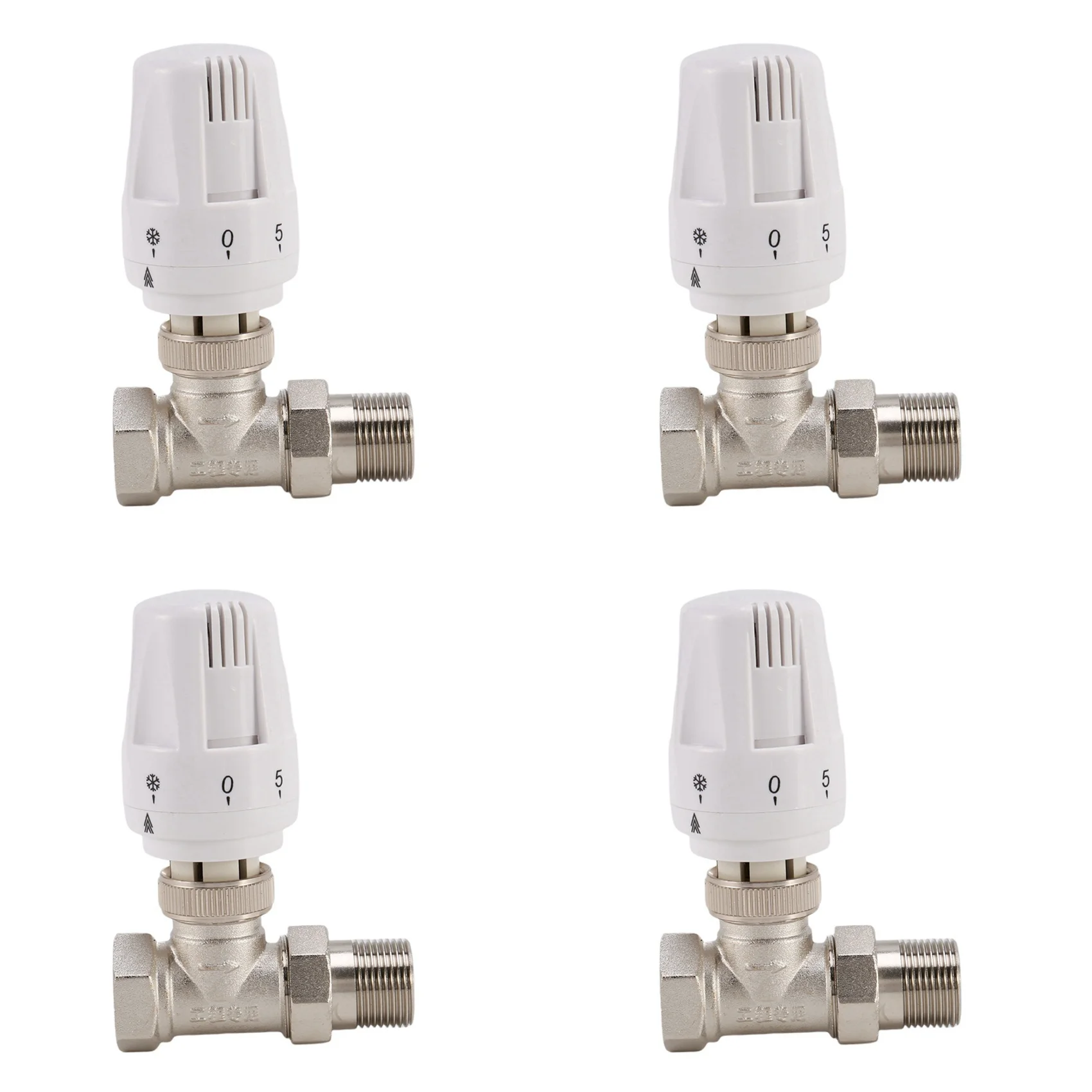 4Pcs 3/4Inch Brass Thermostatic Radiator Valve Straight Type DN20 Automatic Temperature Control Valve Floor Heating