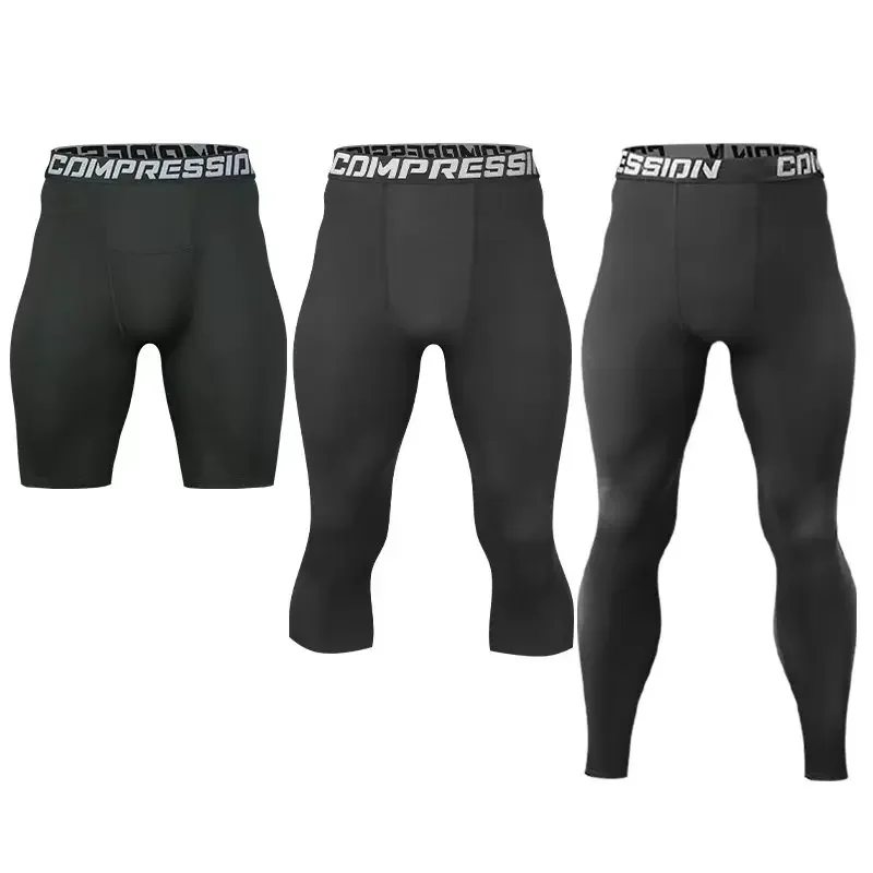 

Men's running tights, compression shorts, mid pants and long pants, quick drying sweatpants for fitness training