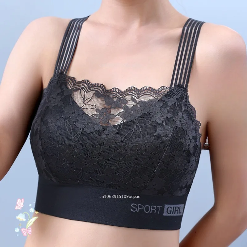 Nuevo Sujetador deportivo Sexy de encaje sin costuras de talla grande para mujer, chaleco trasero de belleza transpirable cómodo, Top de tubo envuelto en el pecho