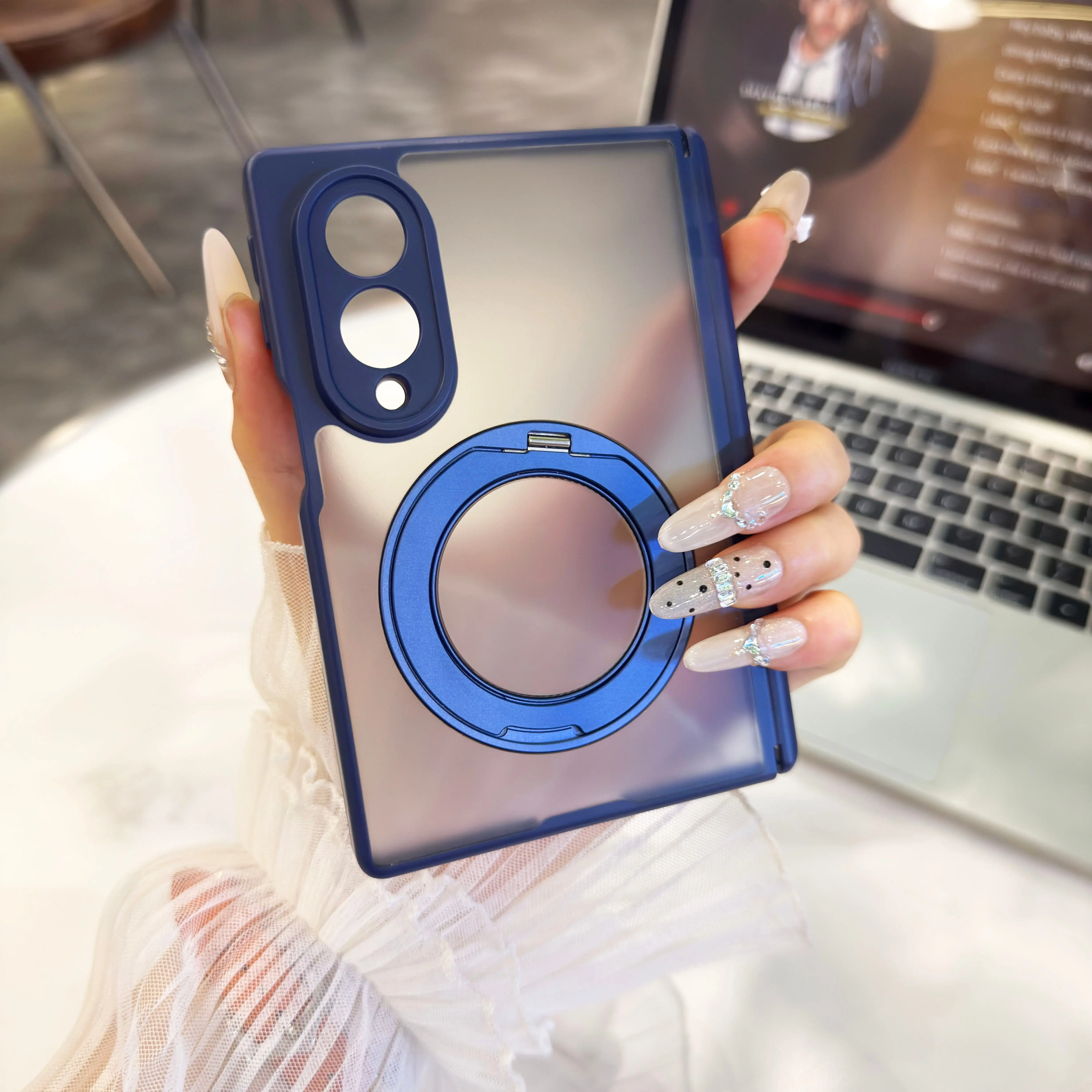 360Ring Magnetic Phone Holder Skin Feel Phone Case for Samsung Z Fold 8 Hinge Protection Camera Cover for Samsung Galaxy Z Fold8