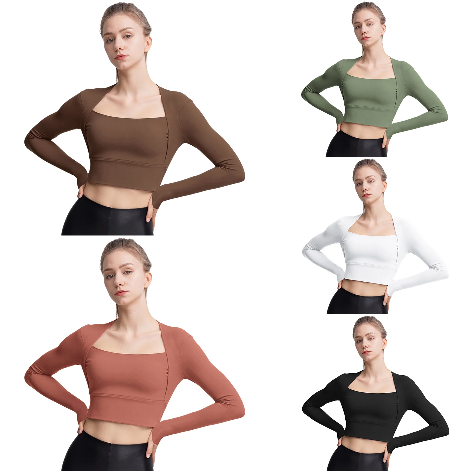 المرأة الرطوبة فتل التجفيف السريع رياضة قميص طويل الأكمام القابلة للإزالة منصات الصدر المحاصيل الأعلى لليوجا بيلاتيس تجريب الرياضة