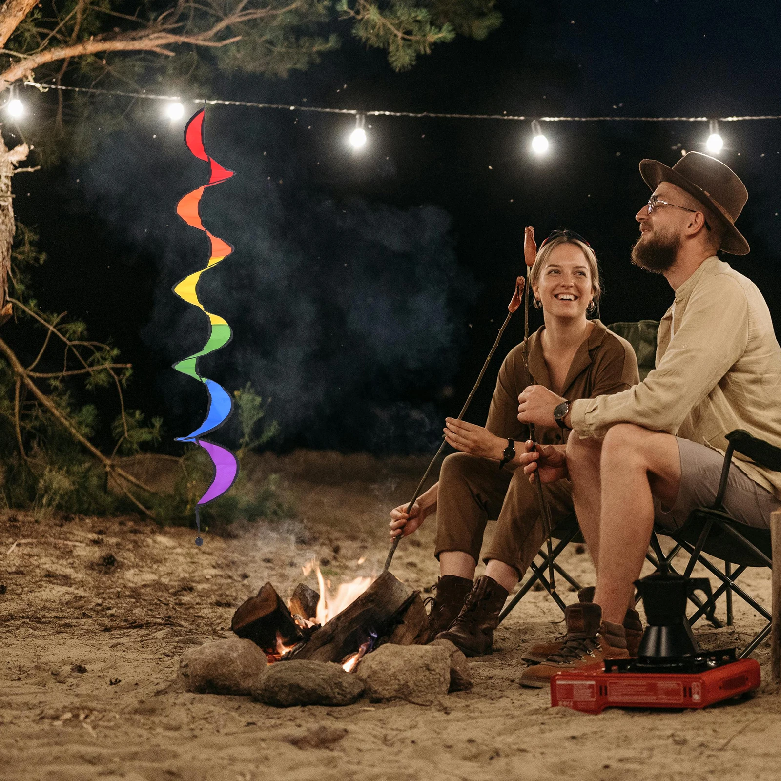 

Spiral Rainbow Multicolor Nylon Wind Spinner Foldable Tent Garden Outdoor Lawn Decoration Spiral Curlie Wind Hanging