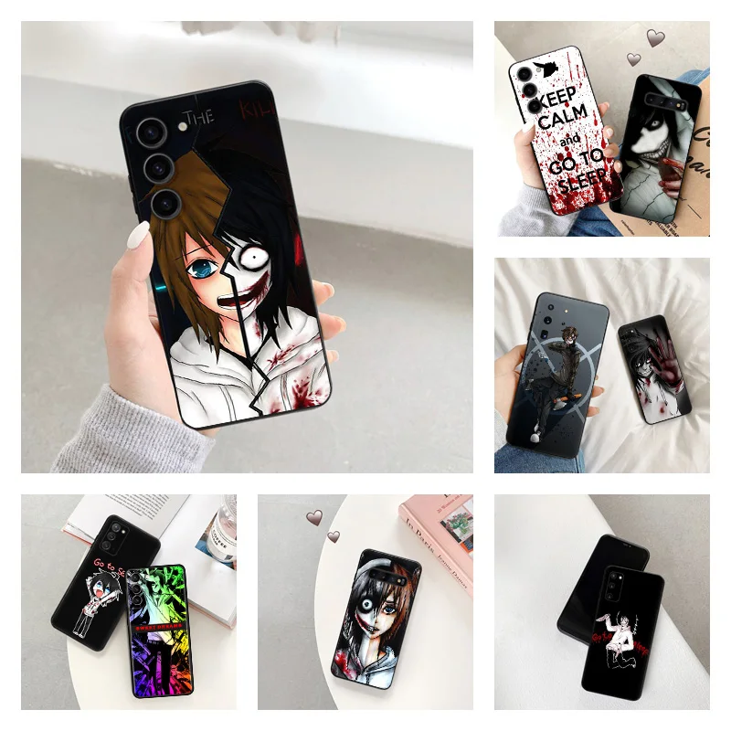 Phone Case for Samsung S24 Ultra S23 FE S22 S21 S20 S10 Lite Anime Jeff The Killer Galaxy Note20 Plus Soft Black Silicone Cover