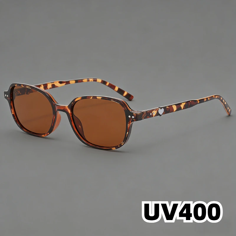 New Square Frame Sunglasses Unisex Heart-shaped Temples UV400 Stylish Street Style Sun Glasses Outdoor UV-Protective Shade