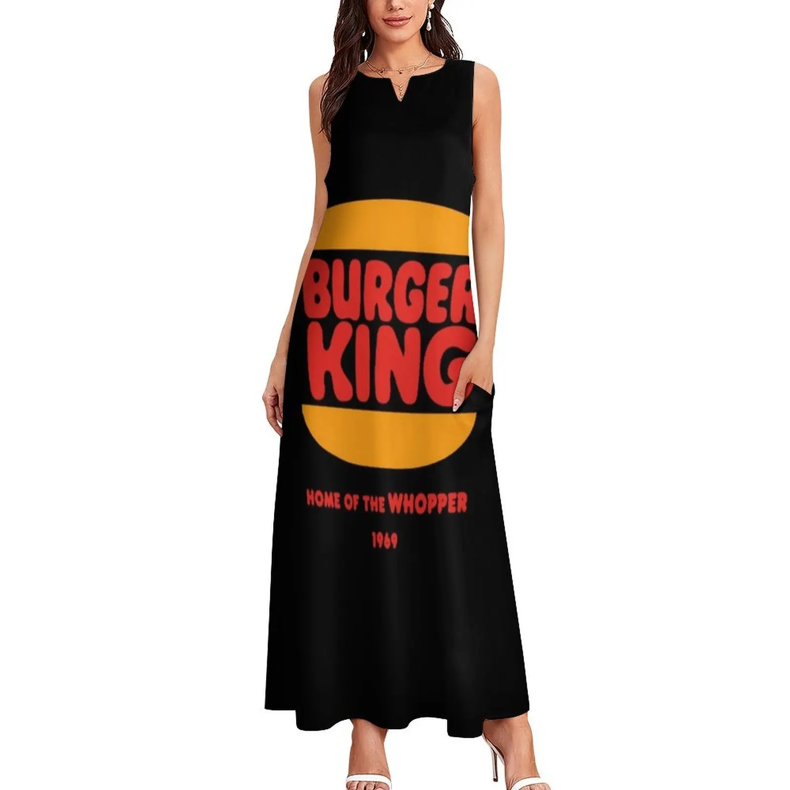 70S 80S 90S Burger King Home Of The Whopp.er 1969 Logo vestido largo vestidos de noche mujeres vestido de dama de honor mujer ropa