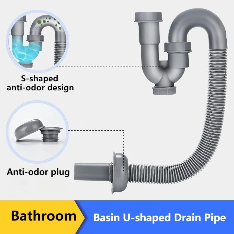 

Anti-odor Drain Pipe Kitchen Accessories Washbasin Sink Drainer Sewer Drainage Retractable Deodorant Drain Hose Bath Parts