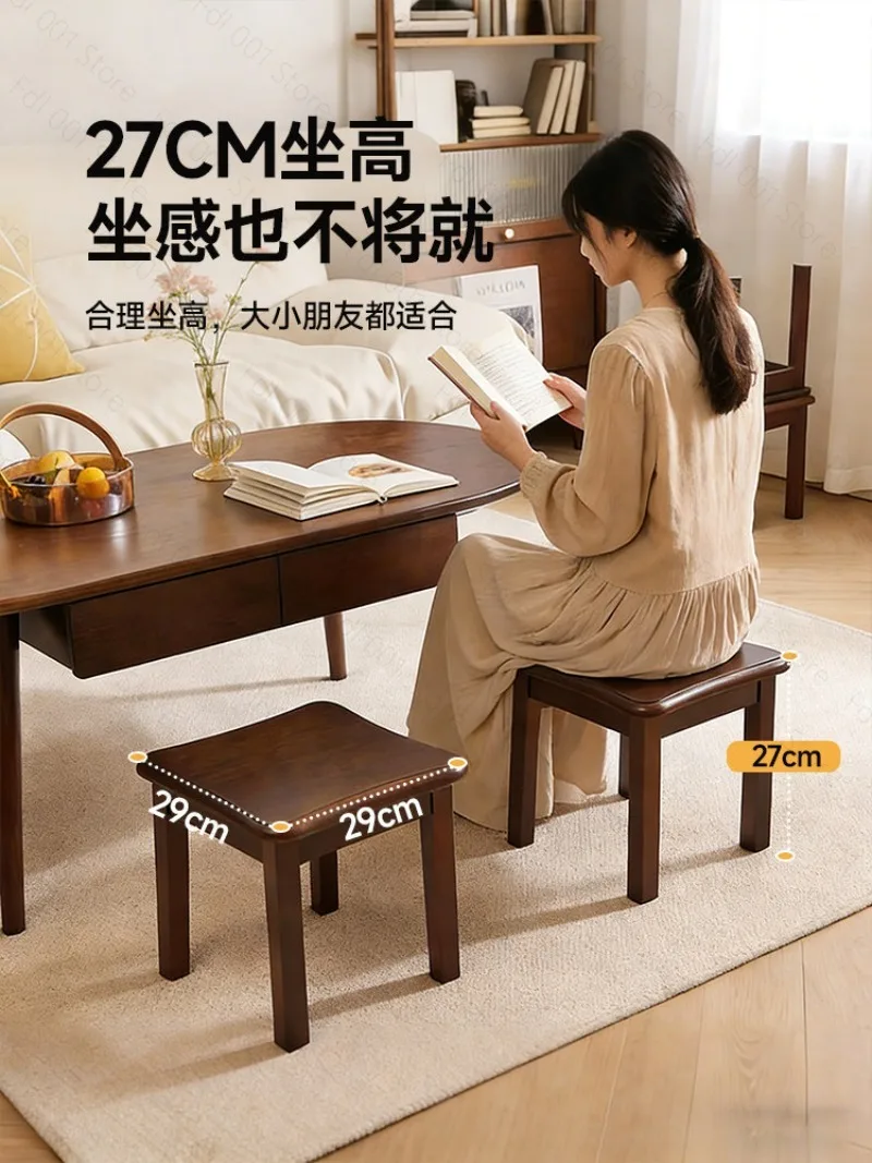 2026 Wood Round Stool, Walnut Color Small Footstool for Sofa Tea Table, Home Entryway Seat Cushion