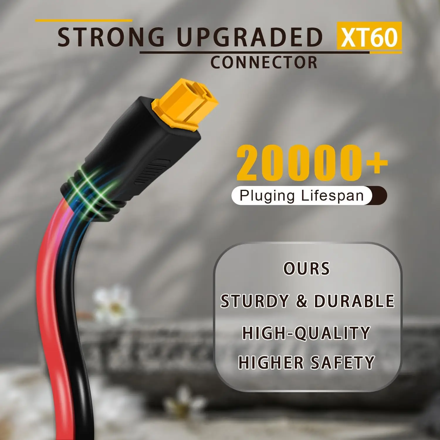 Solar Panel Cable for Ecoflow Anker SOLIX 12AWG, 10FT/3M Compatible with MC-4 to XT60 Plug Solar Panel Connector Adapter