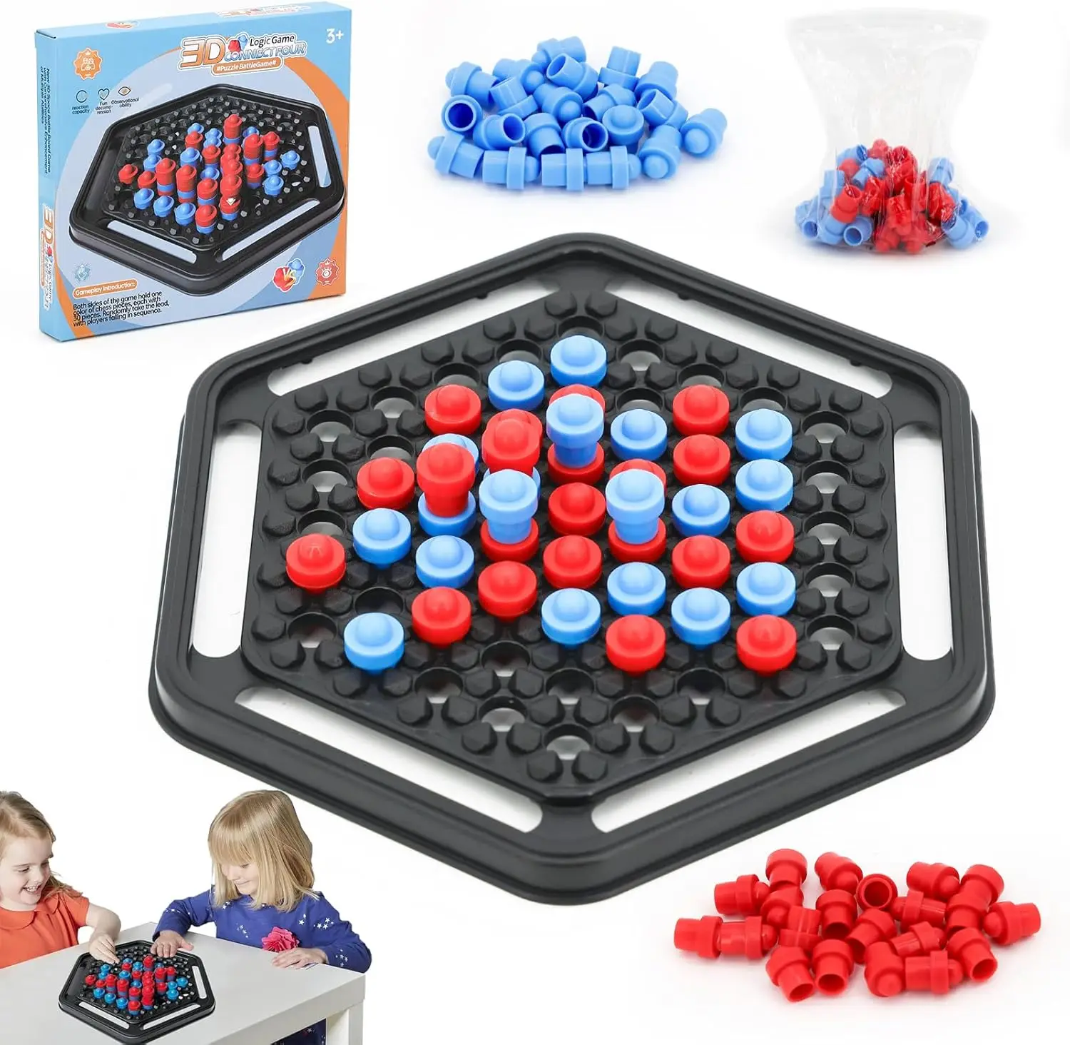 

Connect 3D Four in a Row Board Game for Kids 8-12, Strategy Game for 2 Players, Family Fun Gift