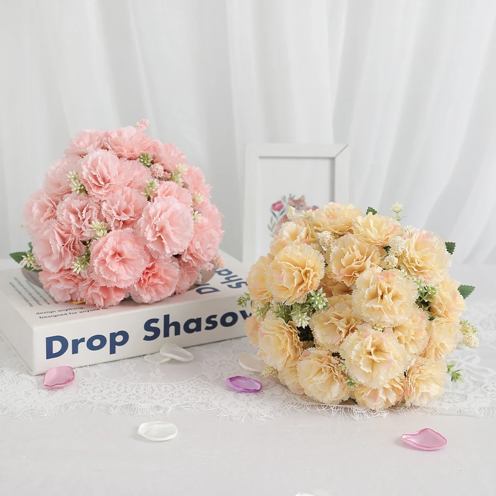 1/3Pieces Of Carnation 28cm Artificial Bouquet Home Room Decoration Stone Bamboo Garden Wedding Deco DIY Bride Holding Flowers