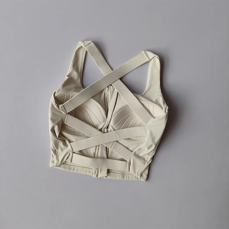 Crossed Back Nude Quick-drying Integrated Yoga Suit Vest Beautiful Back Shock-proof High-intensity Running Fitness Underwear image 6