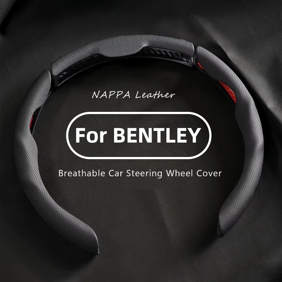 Car Suede Steering Wheel Cover Nappa Leather For Bentley Bentayga Flying Spur Continental GT GTC Auto Accessories Anti-Slip