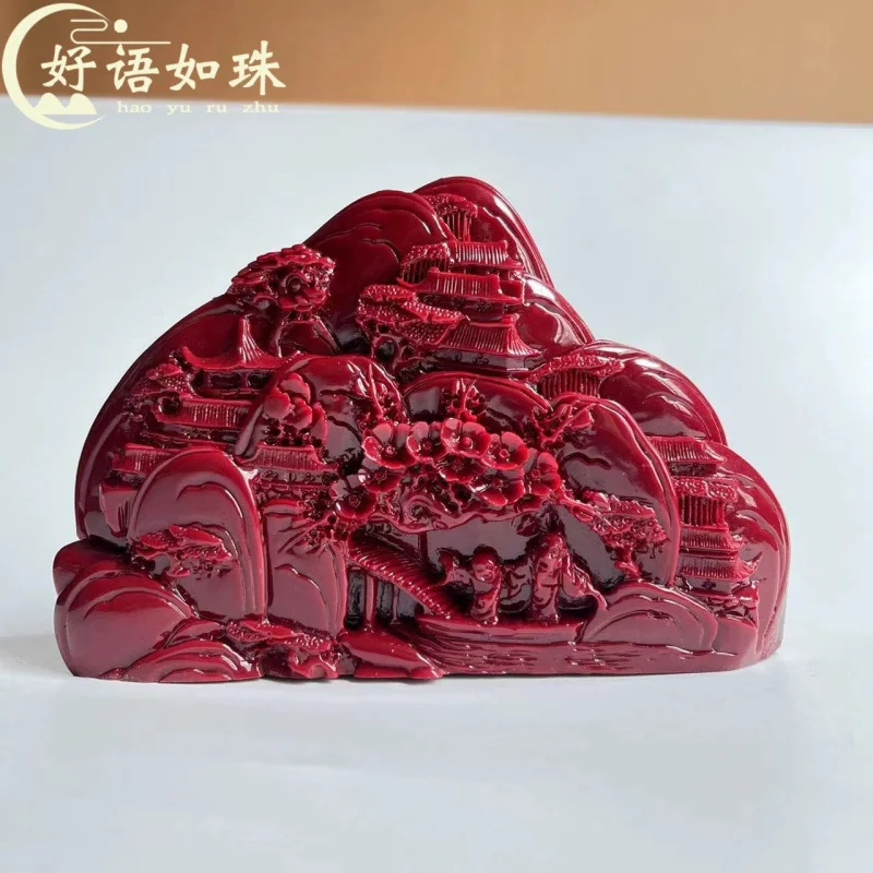 Raw Ore Genuine Goods Cinnabar Natural Purple Gold High Mountains and Flowing Water Meet Zhiyin Landscape Decoration Home Office