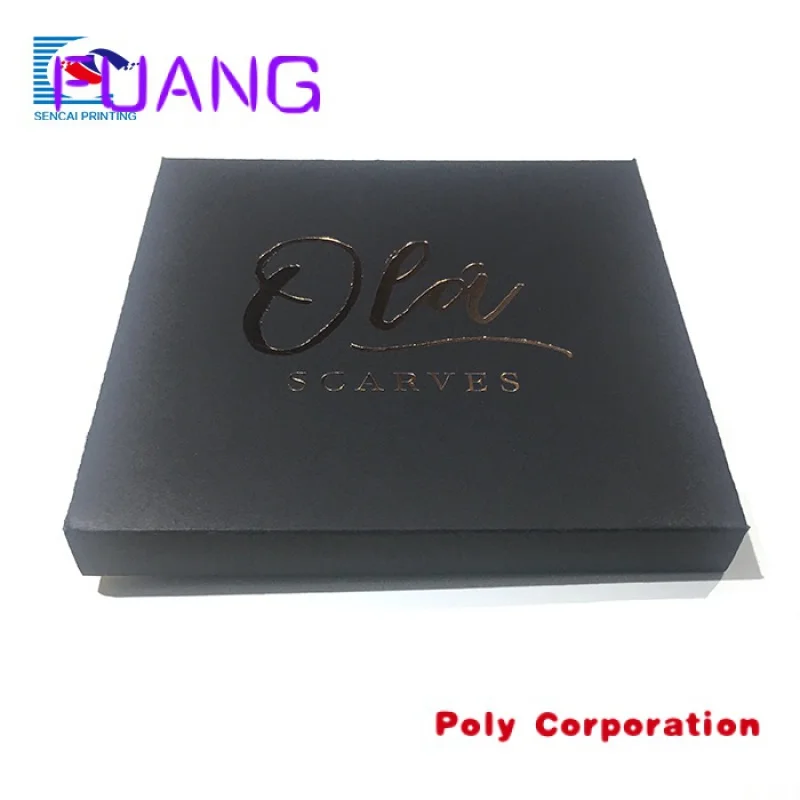 Cheaper custom silk scarf packaging black kraft envelope box