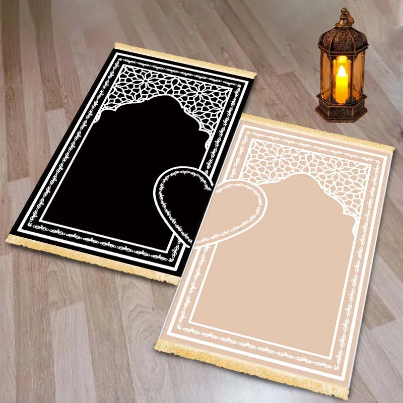 VIKAMA2Luxurious Islamic prayer mat set for couples, unisex, heart-shaped Muslim prayer mat set, prayer rug