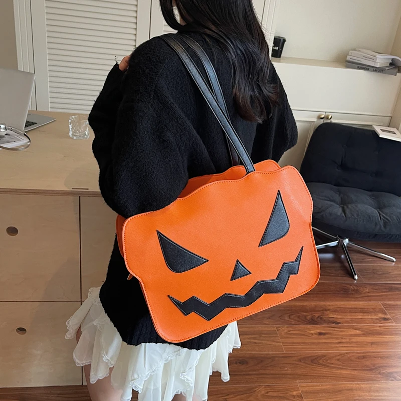 

Original Design Pumpkin Halloween Fun Bag For Lady Creative Shoulder Bag Japanese Style Women Cartoon Handbag Underarm Totes