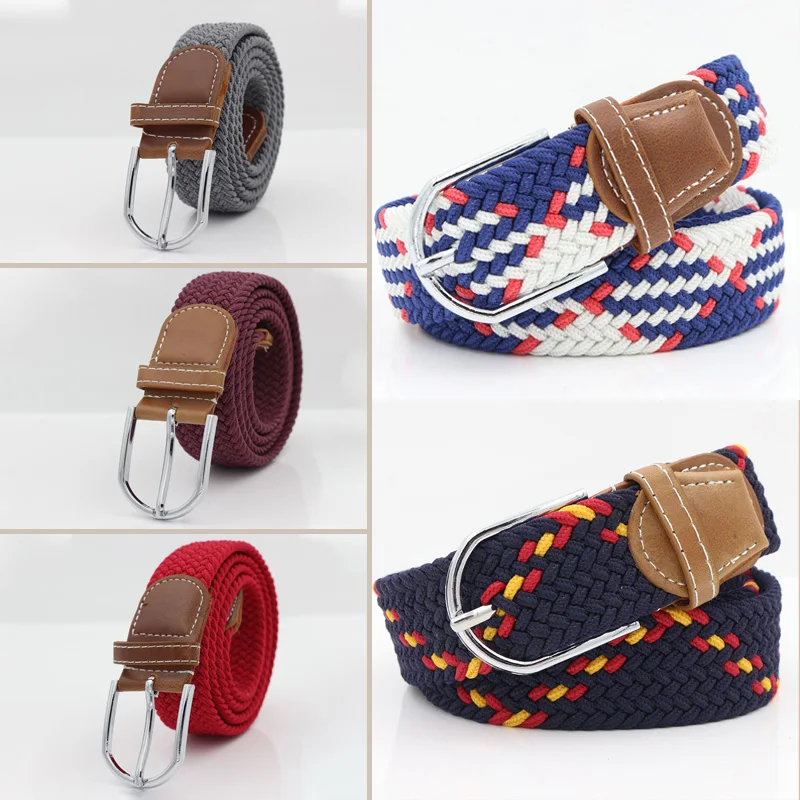 

Unisex Elastic Fabric Woven Casual Belt for Men Women Pin Buckle Expandable Braided Stretch Canvas Simple Stylish Leisure Belt