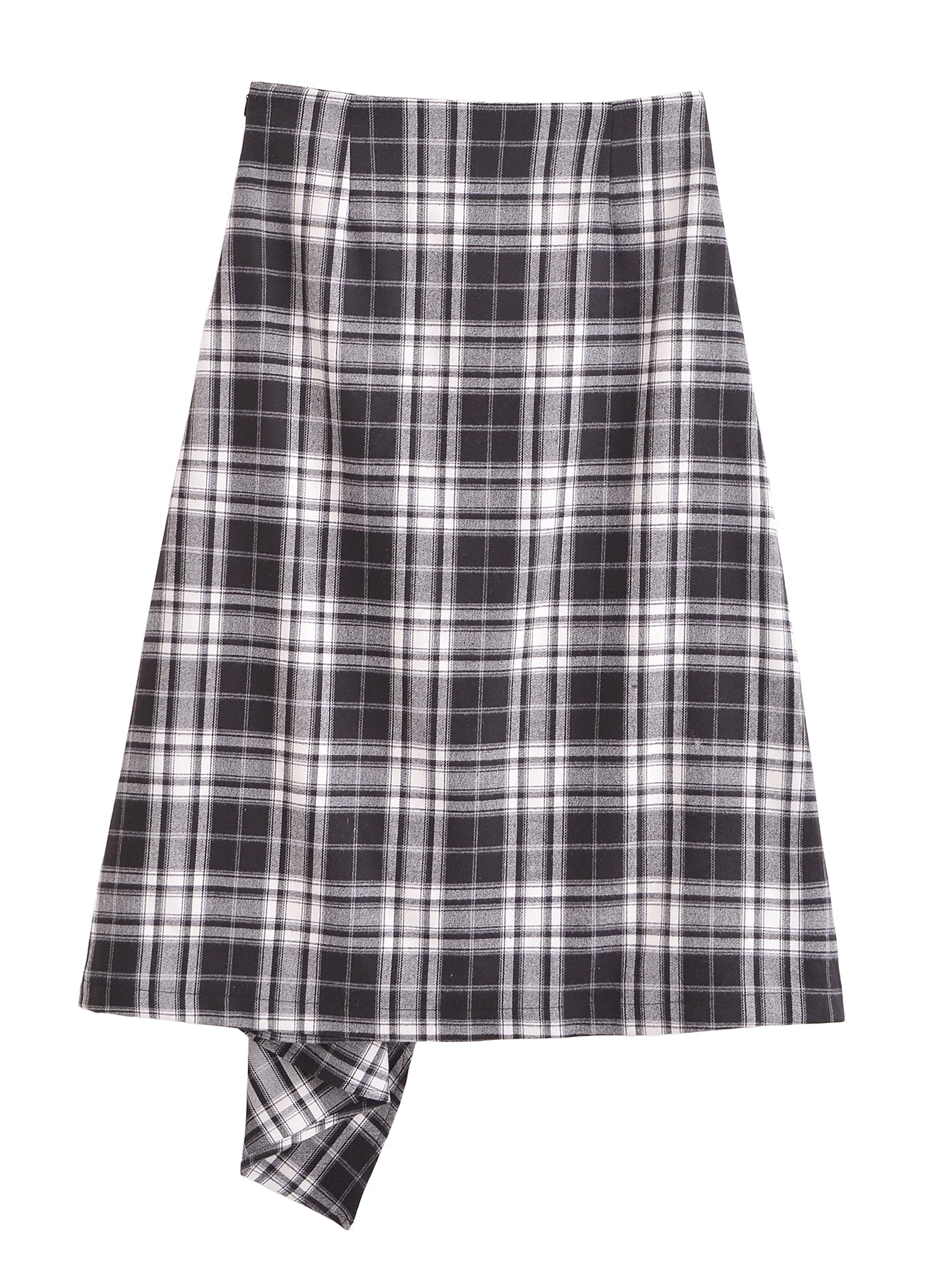 TRAFZA-Women's Casual Checked Dress with Belt New 2024 Spring Autumn High Street Date Irregularity Skirt