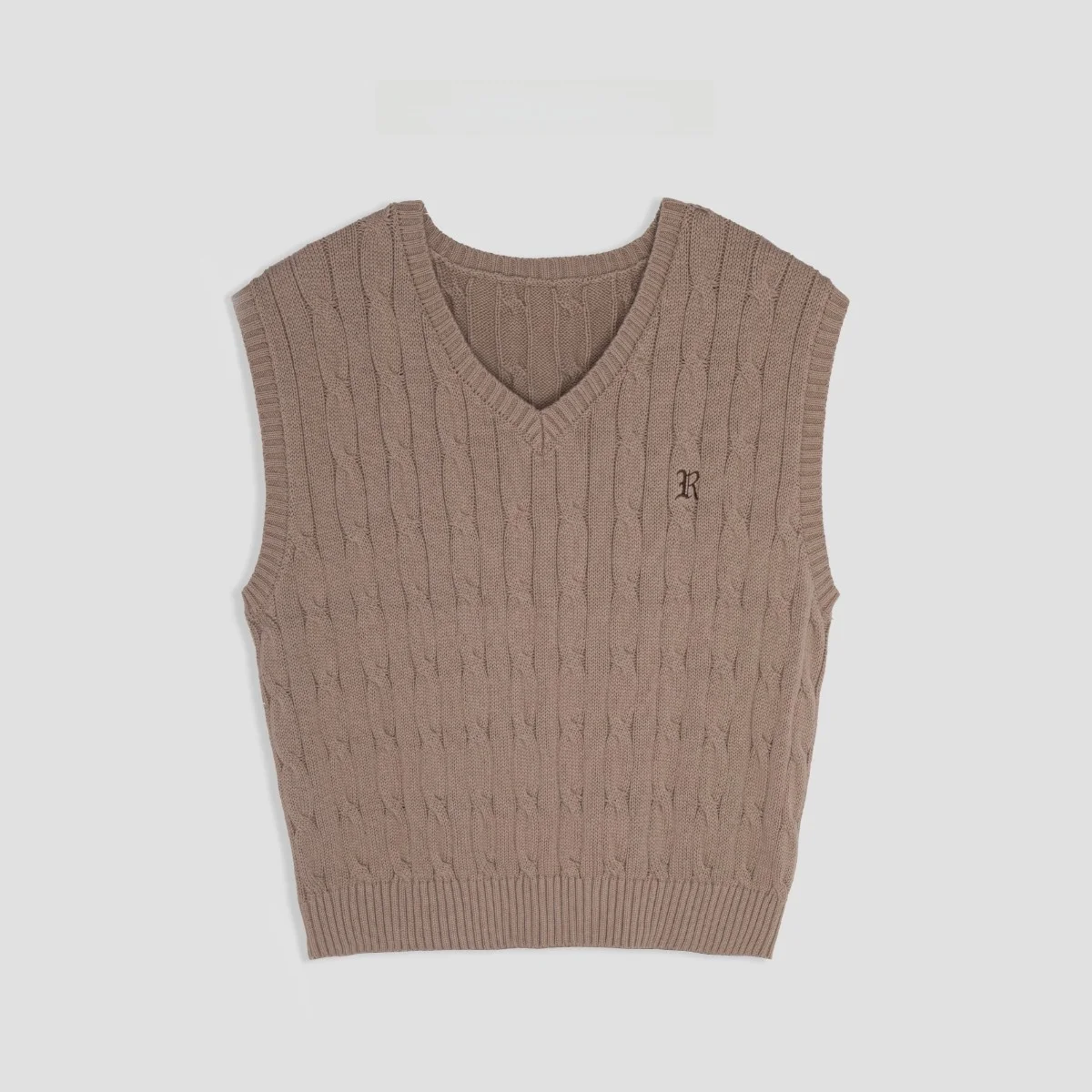 

Romi Studio Twist Knit Vest College Sle V-Ne Agel Design Regular Length Pure Color Autumn 2024 Ladies Faion