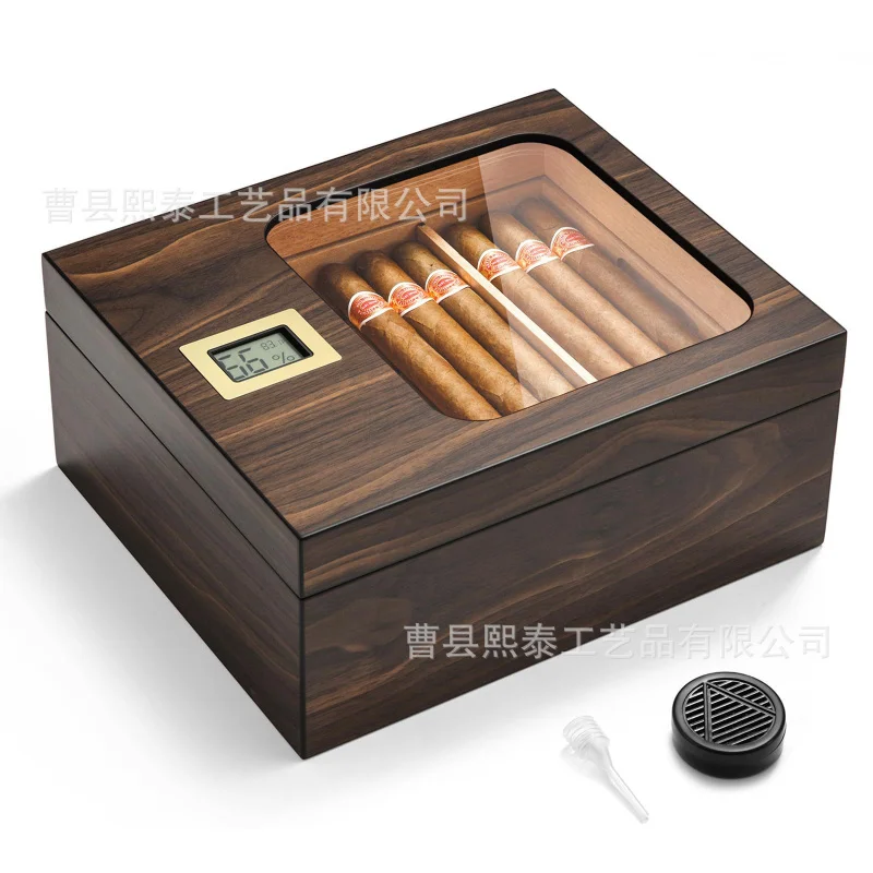 Wooden Cigar Box Cigar Humidor Transparent Cigar Storage Box Cigar Box Factory Direct Supply