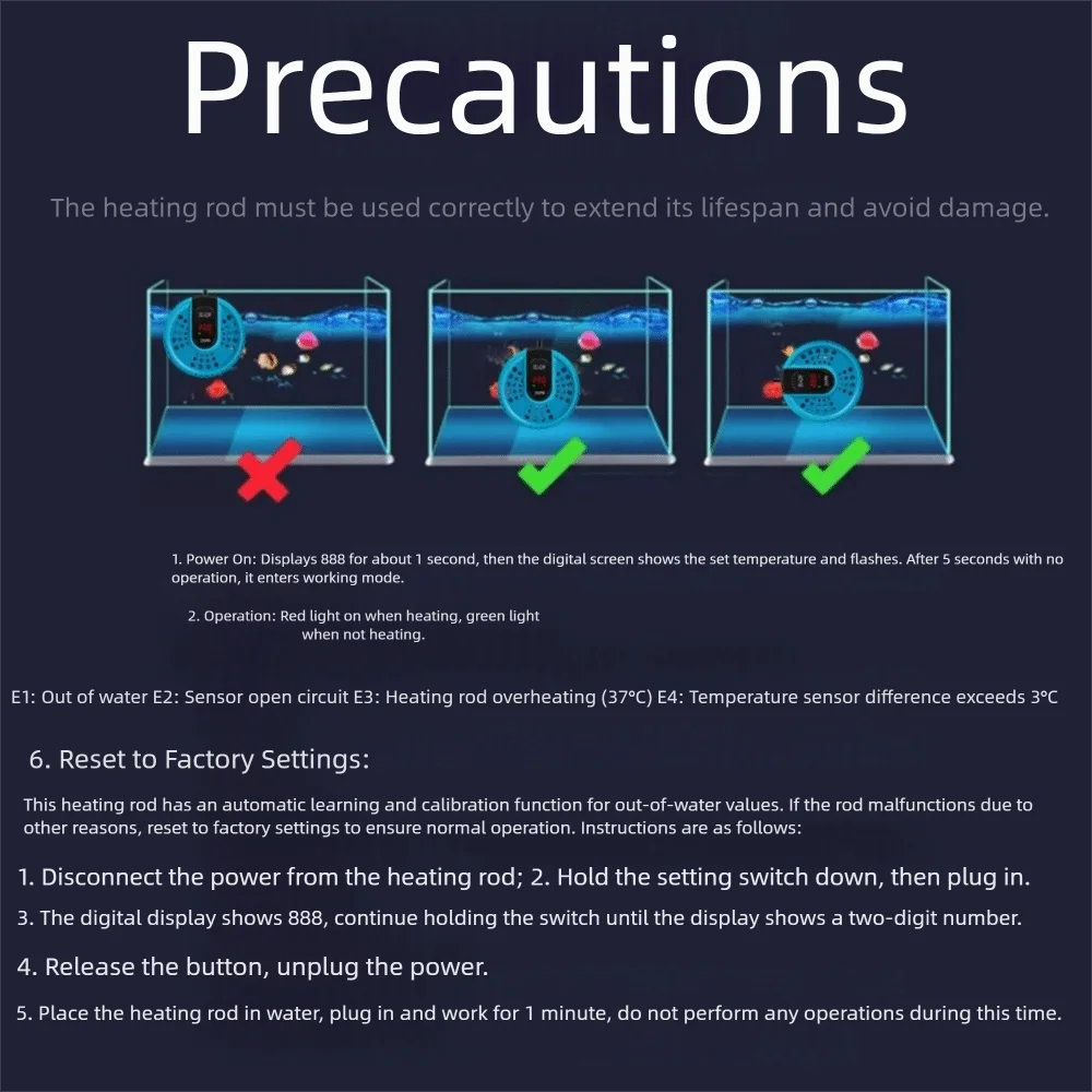 17-34 ° เครื่องทำความร้อนตู้ปลาแบบจุ่มใต้น้ำ สำหรับเต่าและปลา  หน้าจอ LCD แสดงระดับน้ำต่ำ  ปรับอุณหภูมิได้ อัตโนมัติ