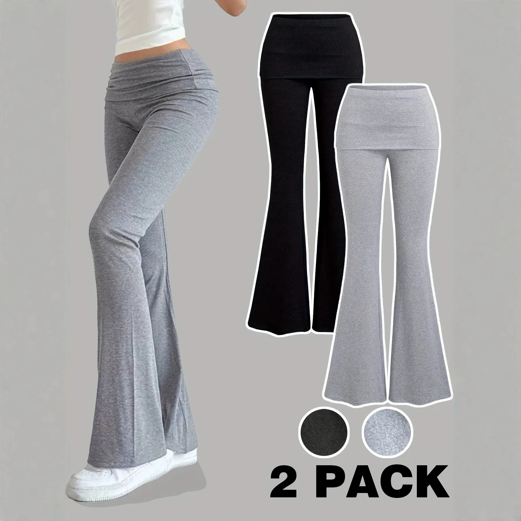 2pc black + grey autumn Girls Pants Kids Soft Elastic Leggings Girl Children Skinny bell-bottoms Trousers Clothes 15 16 17 Y