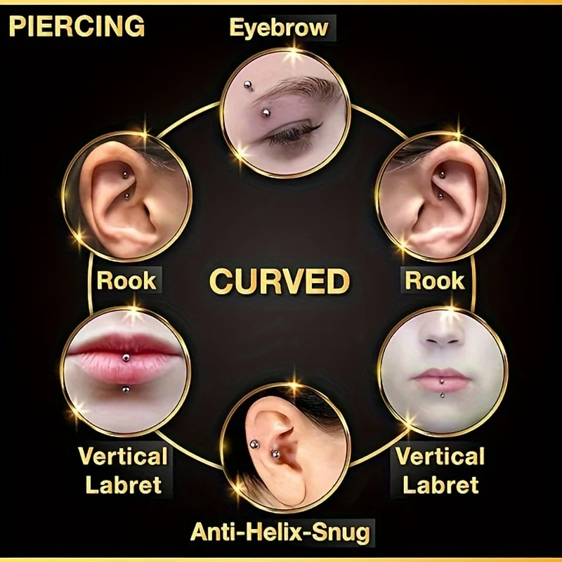 42pcs Ball And Curved Rod Diy Eyebrow Nails Colorful Ear Bone And Navel Body Piercing Jewelry Set For Men And Women