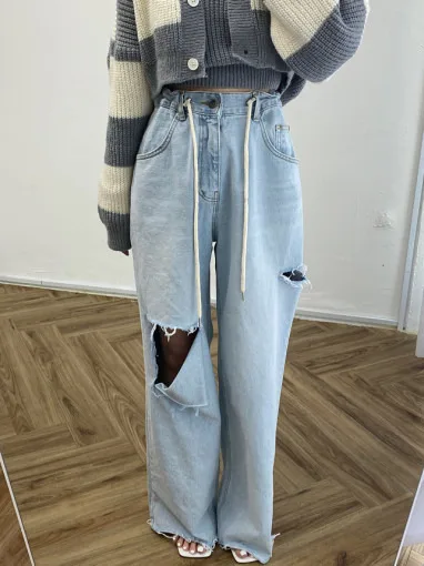 

High Waist Denim Jeans Women's Summer Thin Wide Leg Pants Loose Slimming Trousers Chi Design Sensation Small Audience