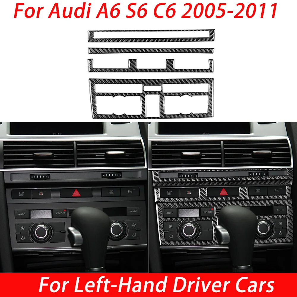 For Audi A6 S6 C6 2005-2011 Carbon Fiber Central Control Panel Car Interiors Accessories Modifications Decorations Stickers