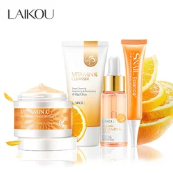 LAIKOU Vitamin C Skin Care Set VC Moisturizing Tender Orange Essence Face Cream Eye Cream Cleanser Shrink Pore