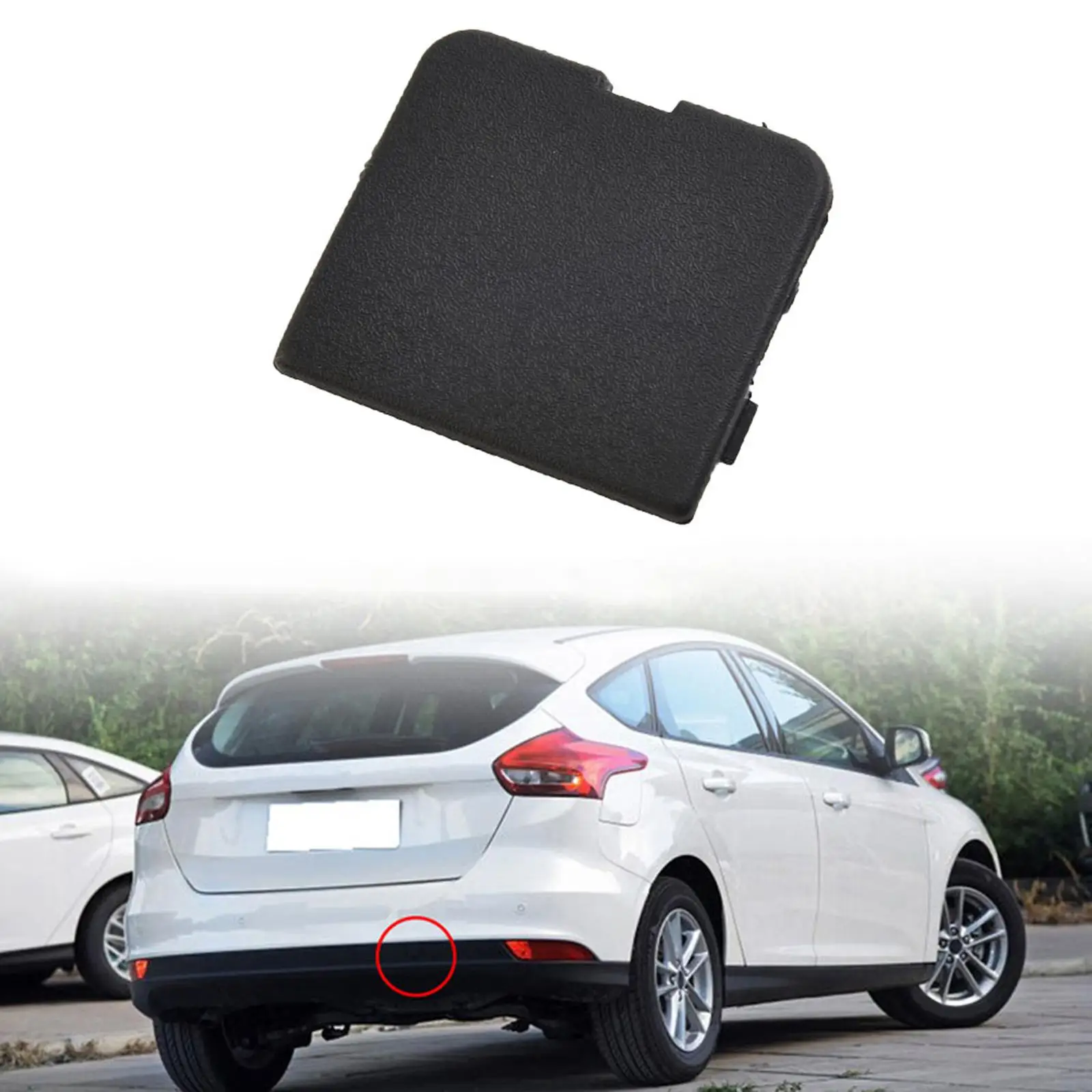 Car Replaces Durable High Performance Rear Bumper Tow Hook Cover Trailer Cover for Ford Focus Hatchback 2015-2018  2.36x2.17inch