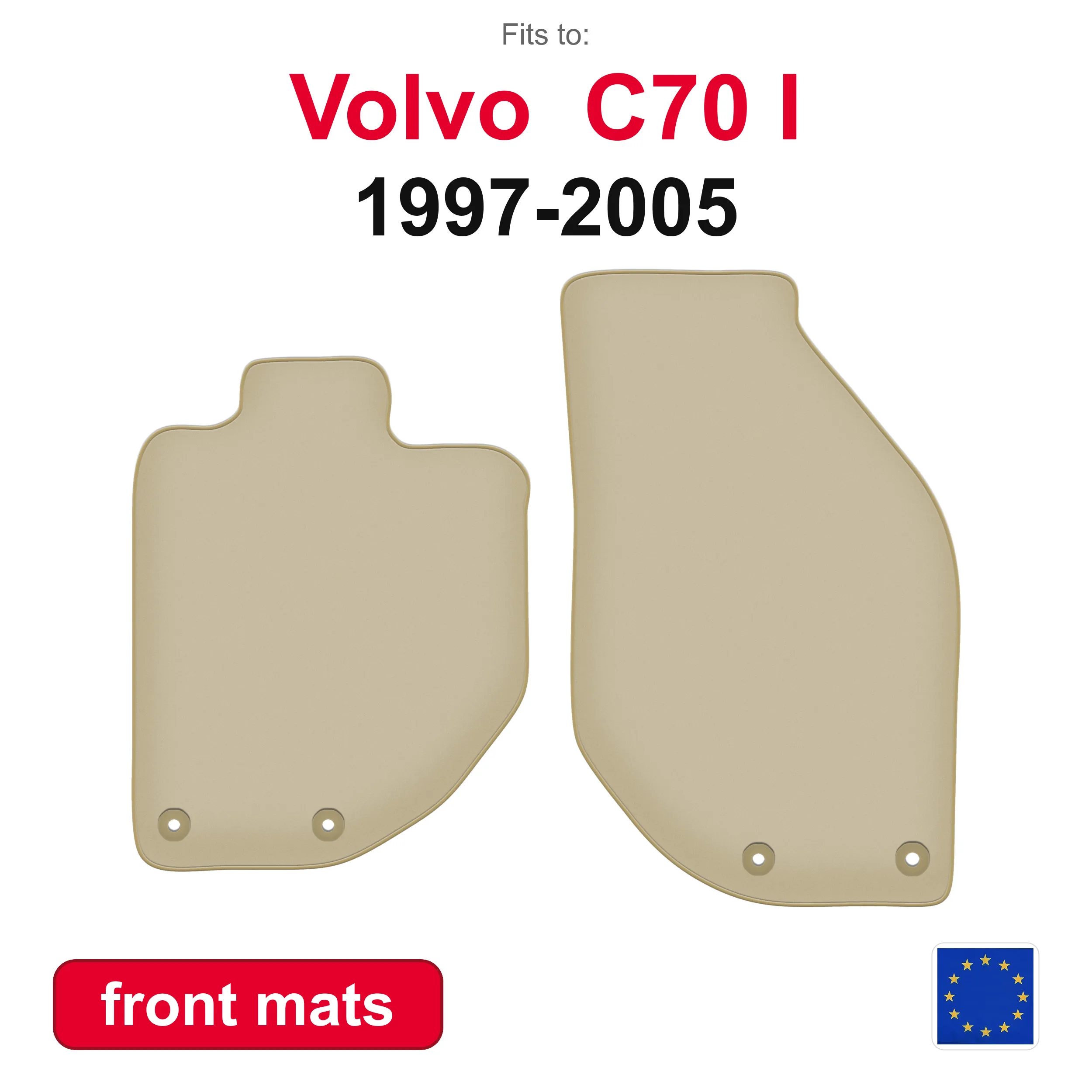 PREMIUM-Autofußmatten für den vorderen Boden für Volvo C70 I Cabrio Coupé (1997–2005) – beige, 2 Stück, Autoteppich für den vorderen Boden