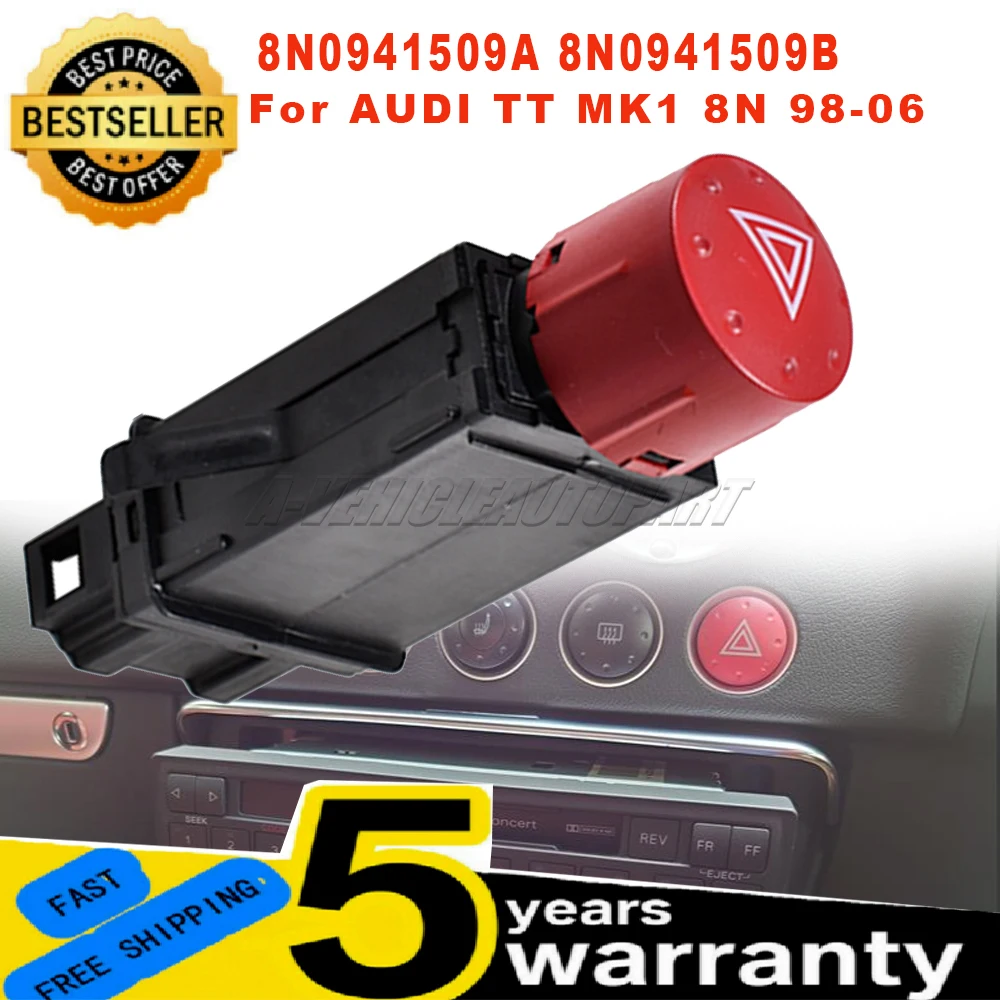

8N0941509B 8N0941509A FOR AUDI TT MK1 8N 98-06 Indicator RELAY Emergency Hazard Light Control FLASHER Switch Button