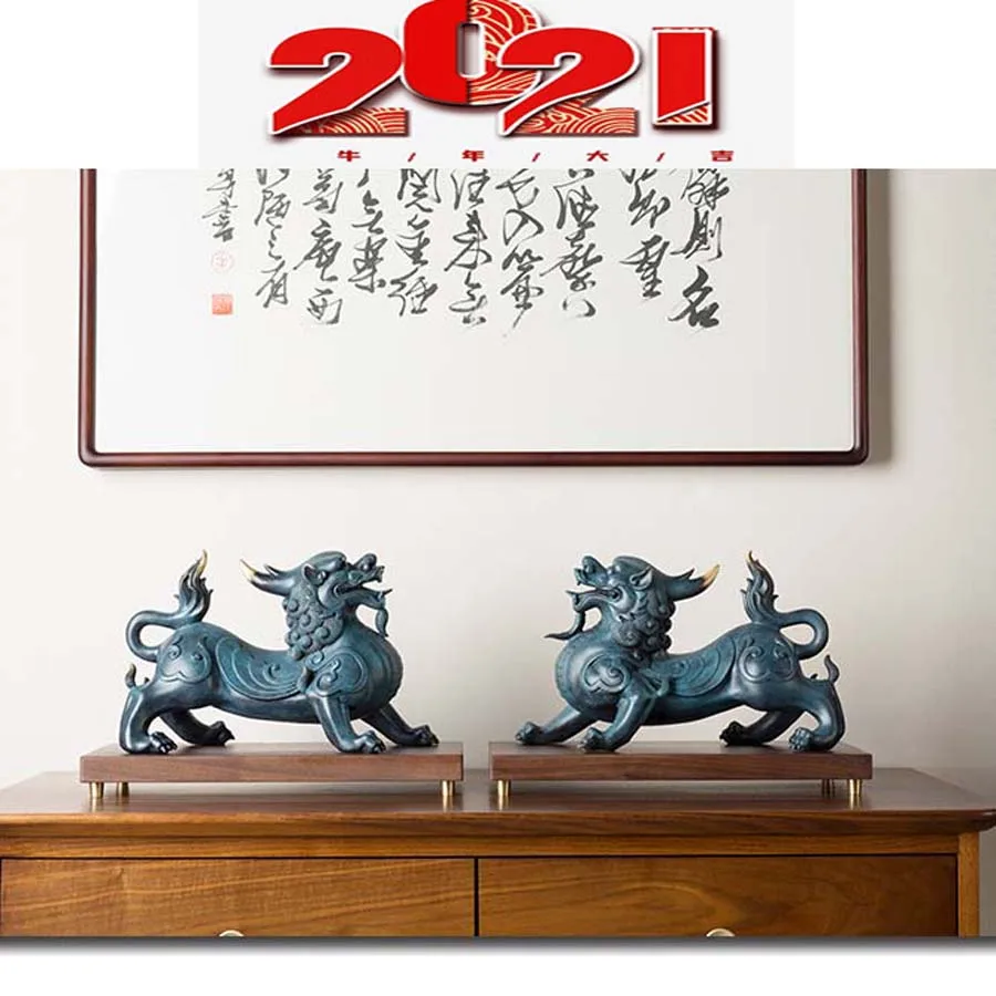 

Large Southeast Asia High-grade ART Home store company bring wealth money Good luck Dragon PIXIU Sculpture ornament statue