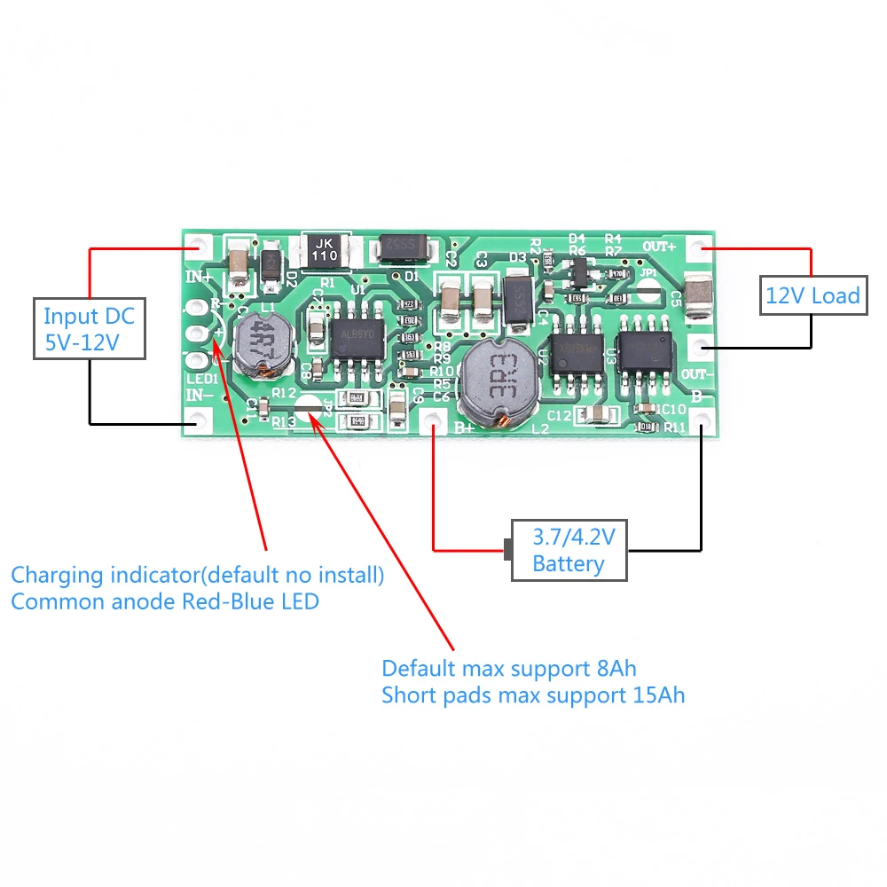 Step Up Power Supply Module Booster Voltage Converter for 18650 Lithium Battery UPS Charging Board DC 5V 9V 12V