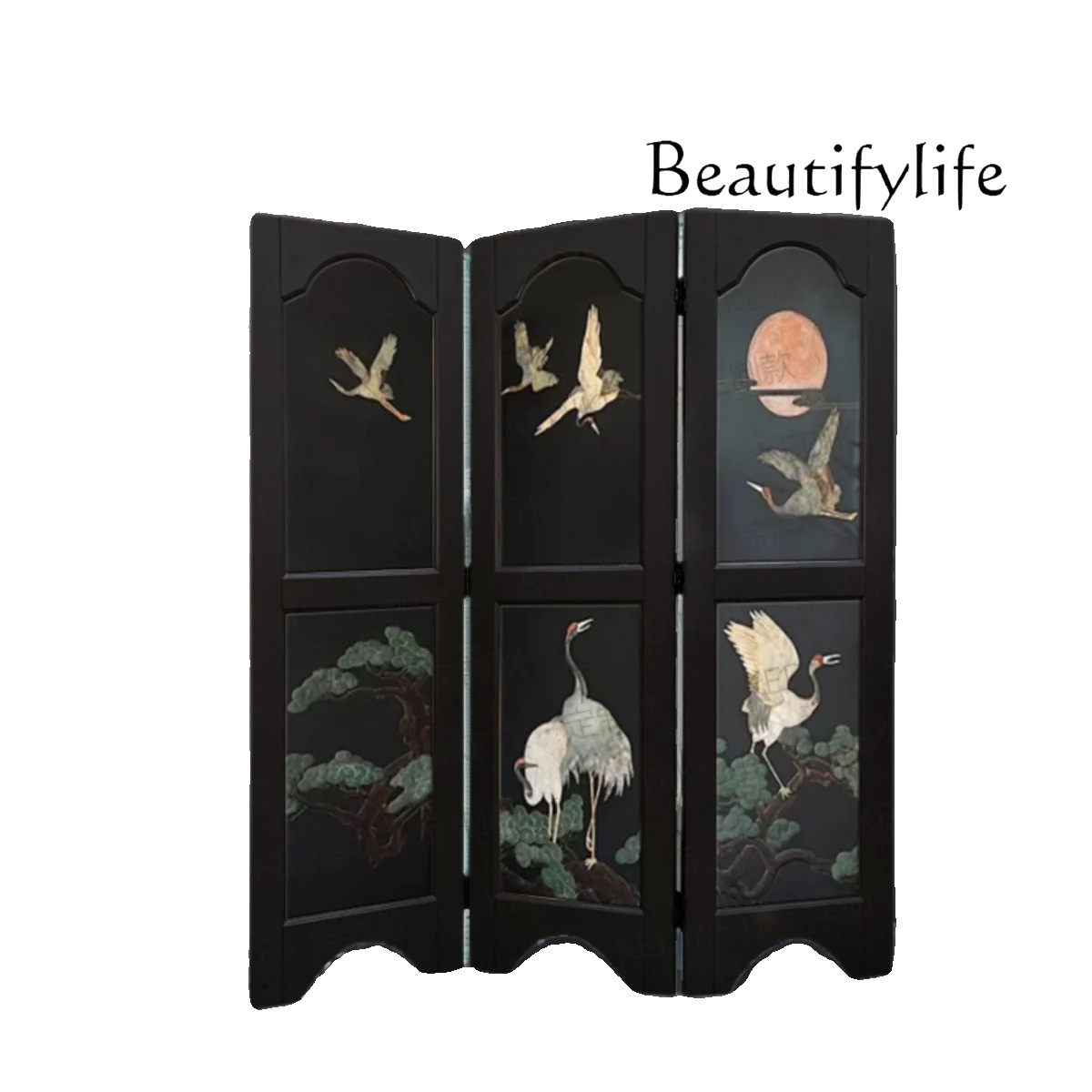 

Medieval screen Solid wood screen Movable partition New Chinese living room background entrance Folded into the home